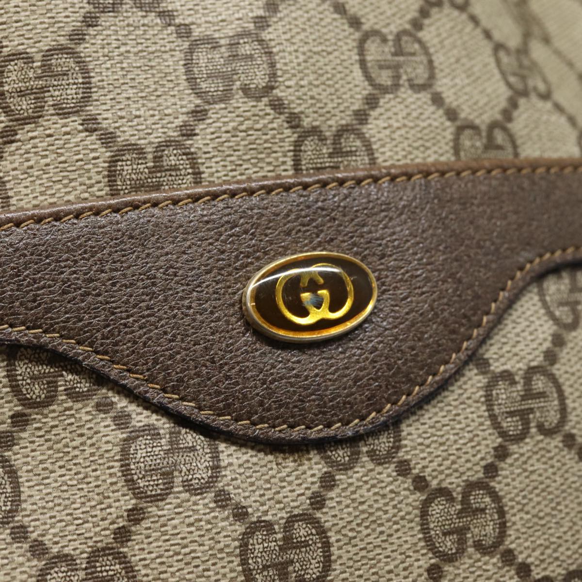 GUCCI GG Supreme Web Sherry Line Tote Bag PVC Beige Red 39 02 003 Auth 88154