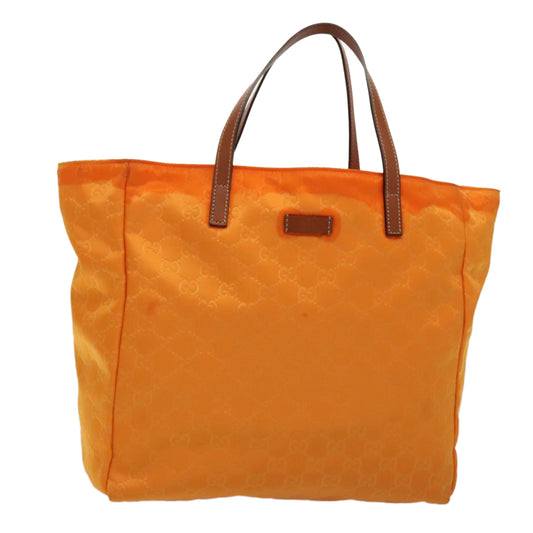 GUCCI GG Canvas Tote Bag Nylon Orange Silver 282439 Auth 88179