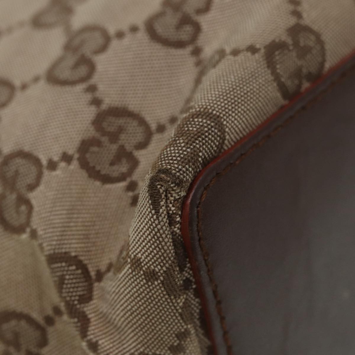 GUCCI GG Canvas Tote Bag Beige Silver 002 1098 Auth 88521