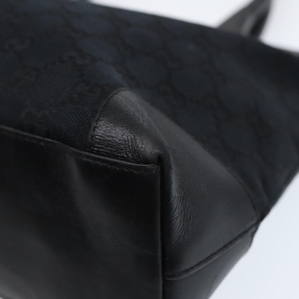 GUCCI Tote Bag GG Canvas Black Silver 002 1119 Auth 88532