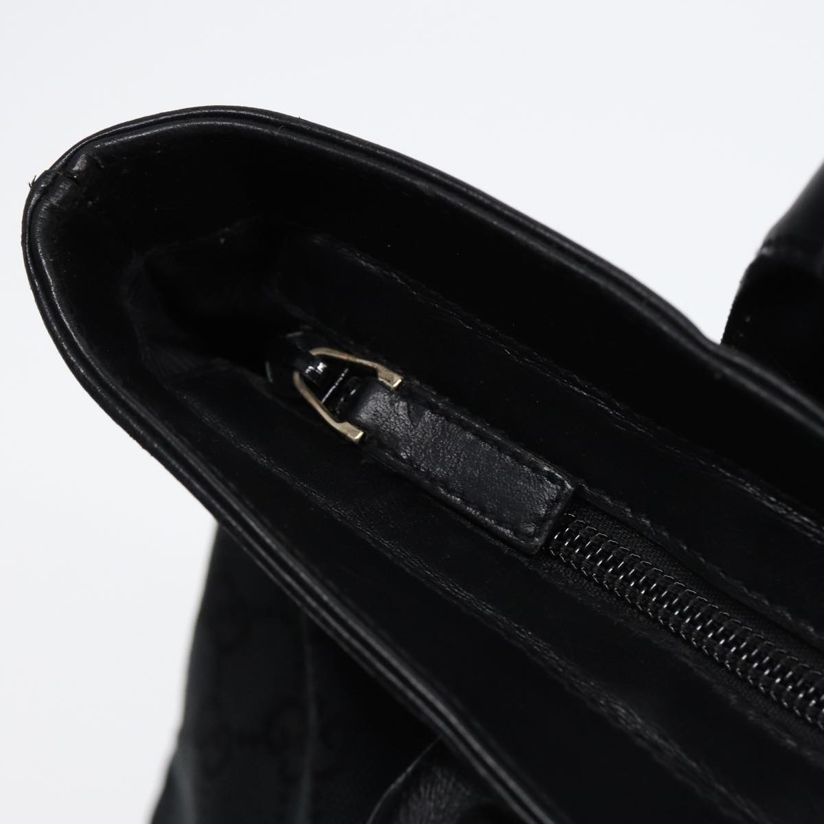 GUCCI Tote Bag GG Canvas Black Silver 002 1119 Auth 88532