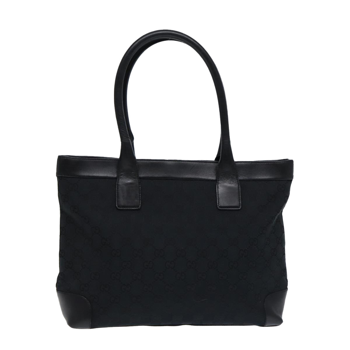 GUCCI Tote Bag GG Canvas Black Silver 002 1119 Auth 88532