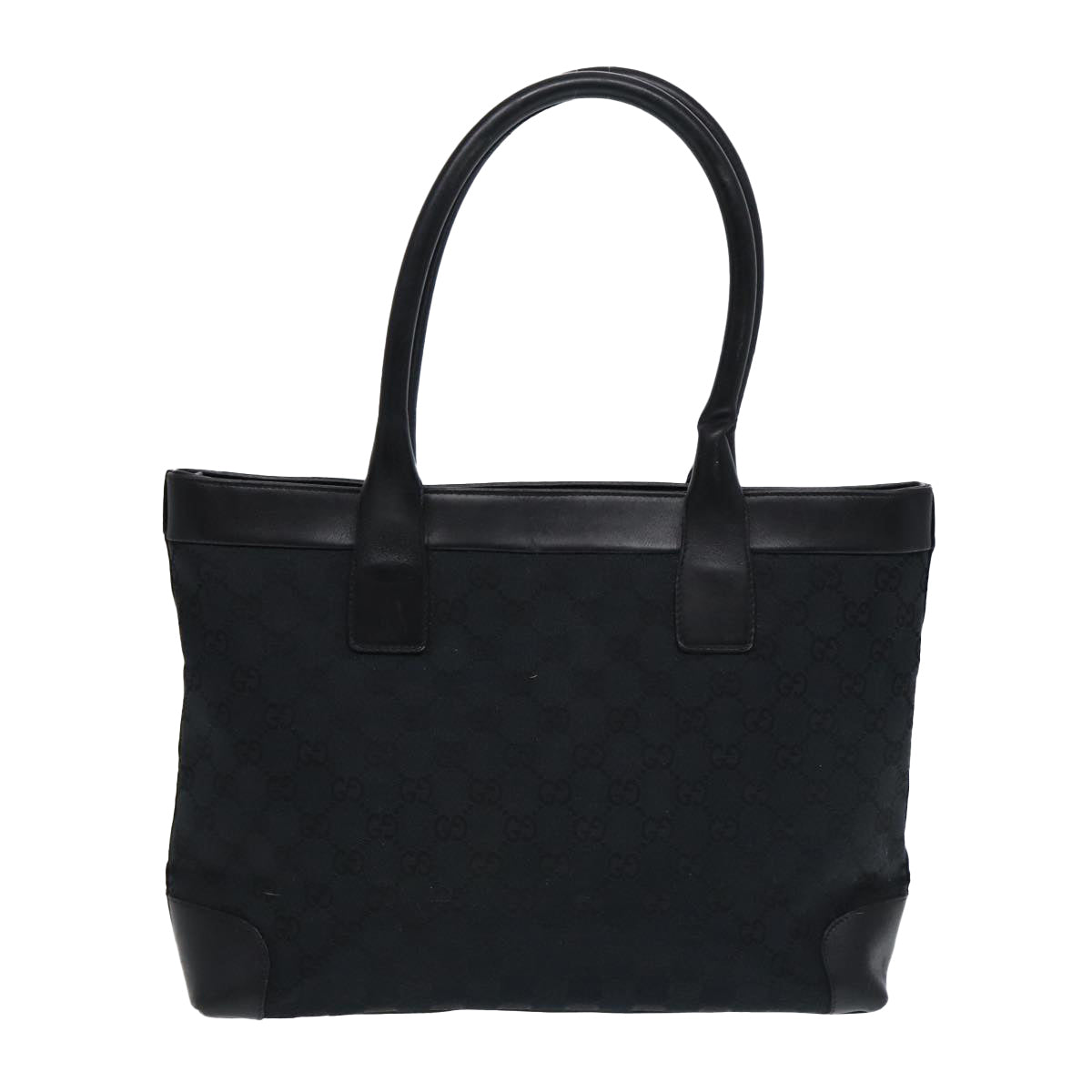 GUCCI Tote Bag GG Canvas Black Silver 002 1119 Auth 88532