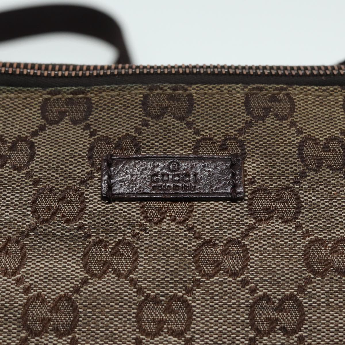 GUCCI GG Canvas Shoulder Bag Beige Silver 114273 Auth 88548