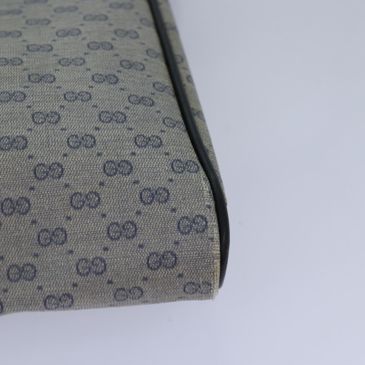 GUCCI Micro GG Supreme Shoulder Bag PVC Navy Gold Auth 88596