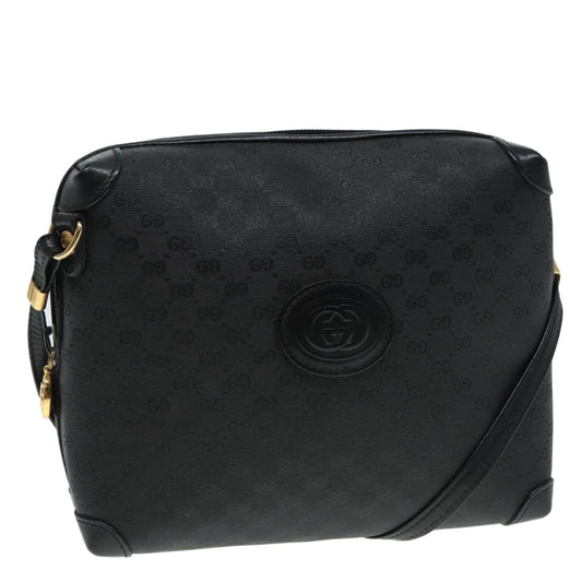 GUCCI Micro GG Canvas Shoulder Bag Black Gold 007 115 0093 Auth 88645