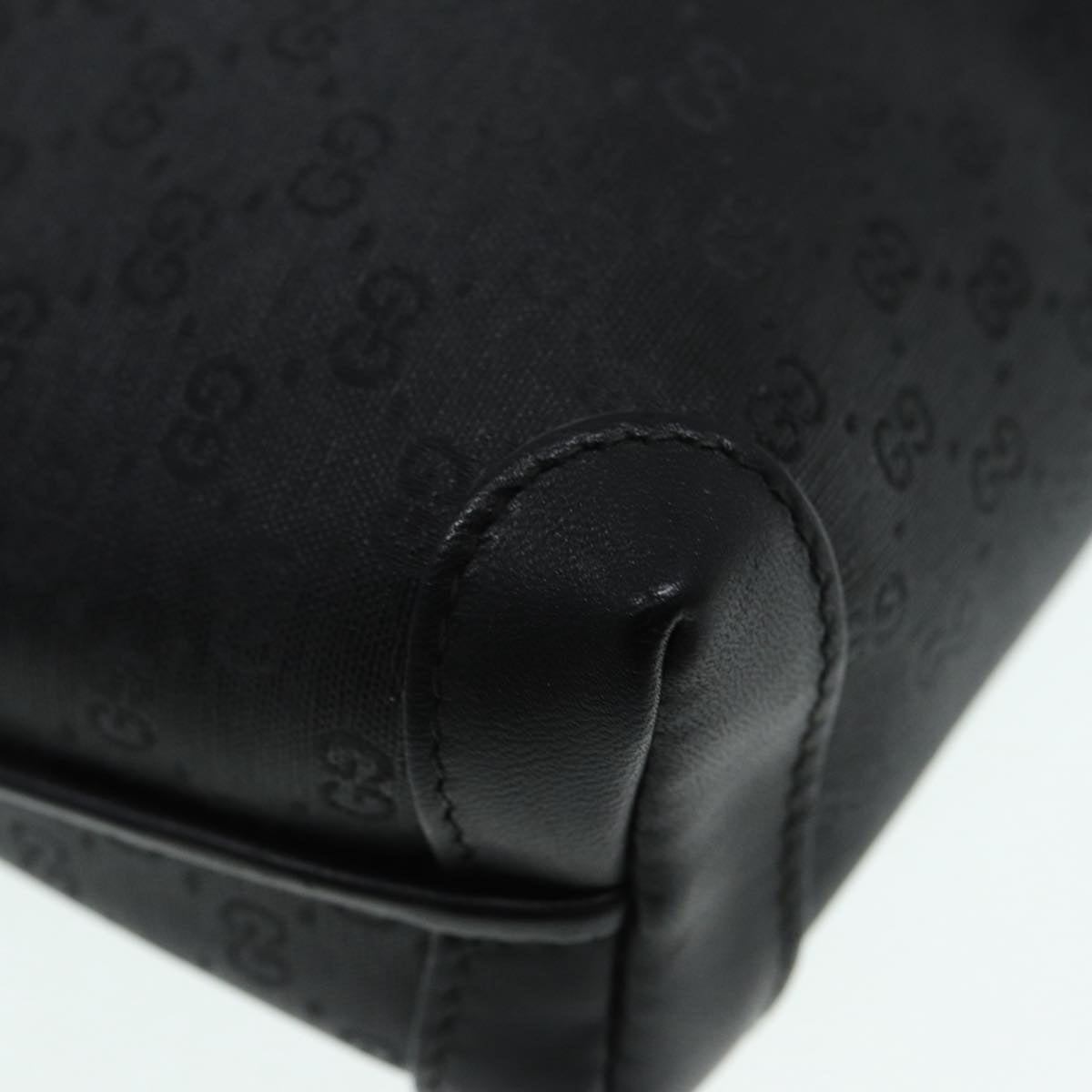 GUCCI Micro GG Canvas Shoulder Bag Black Gold 007 115 0093 Auth 88645