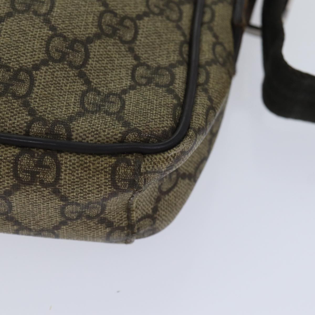 GUCCI GG Supreme Shoulder Bag PVC Leather Beige Silver 101680 Auth 88680
