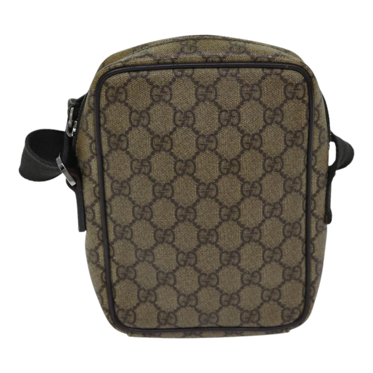 GUCCI GG Supreme Shoulder Bag PVC Leather Beige Silver 101680 Auth 88680