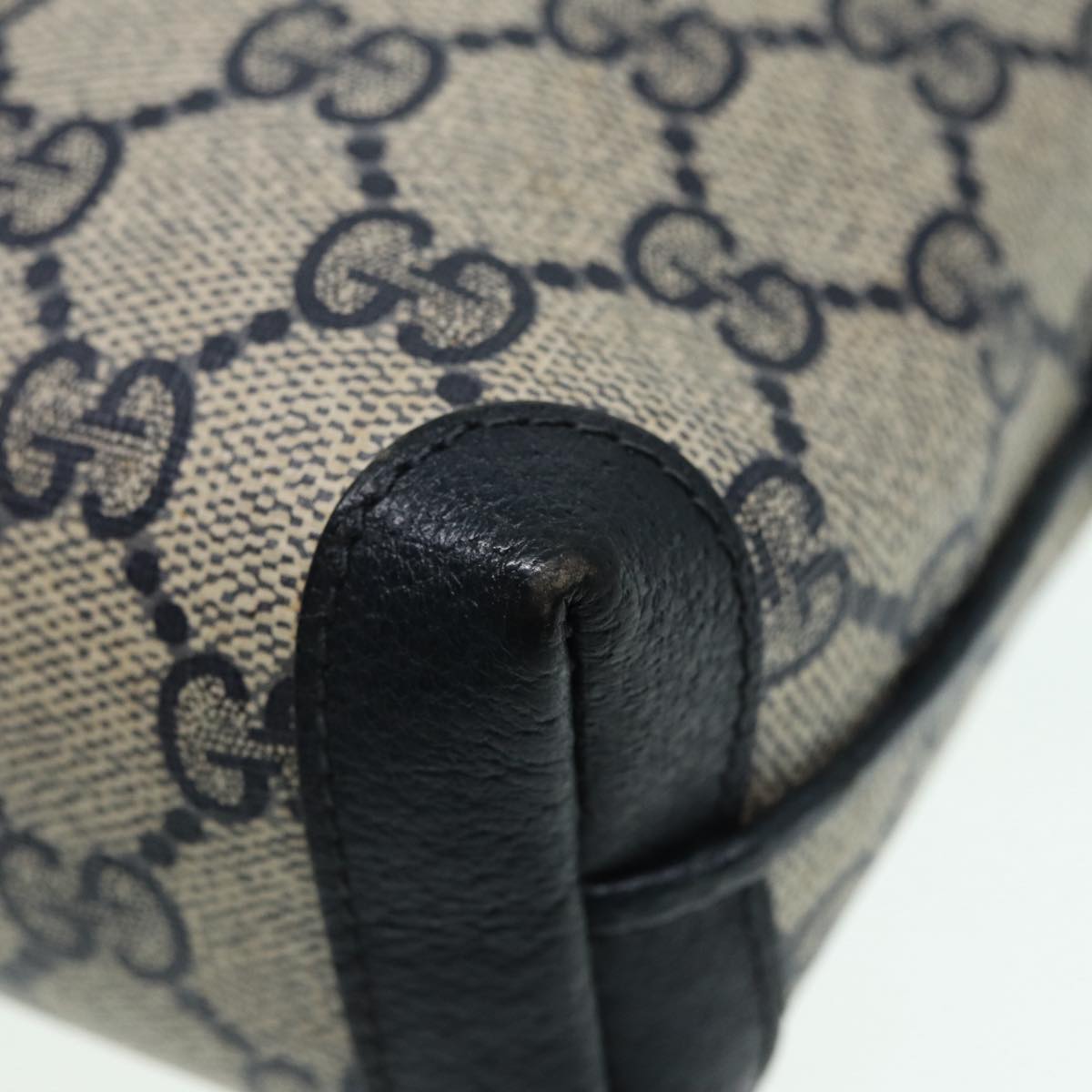 GUCCI GG Supreme Shoulder Bag PVC Leather Navy Gold 007 58 0093 Auth 88691
