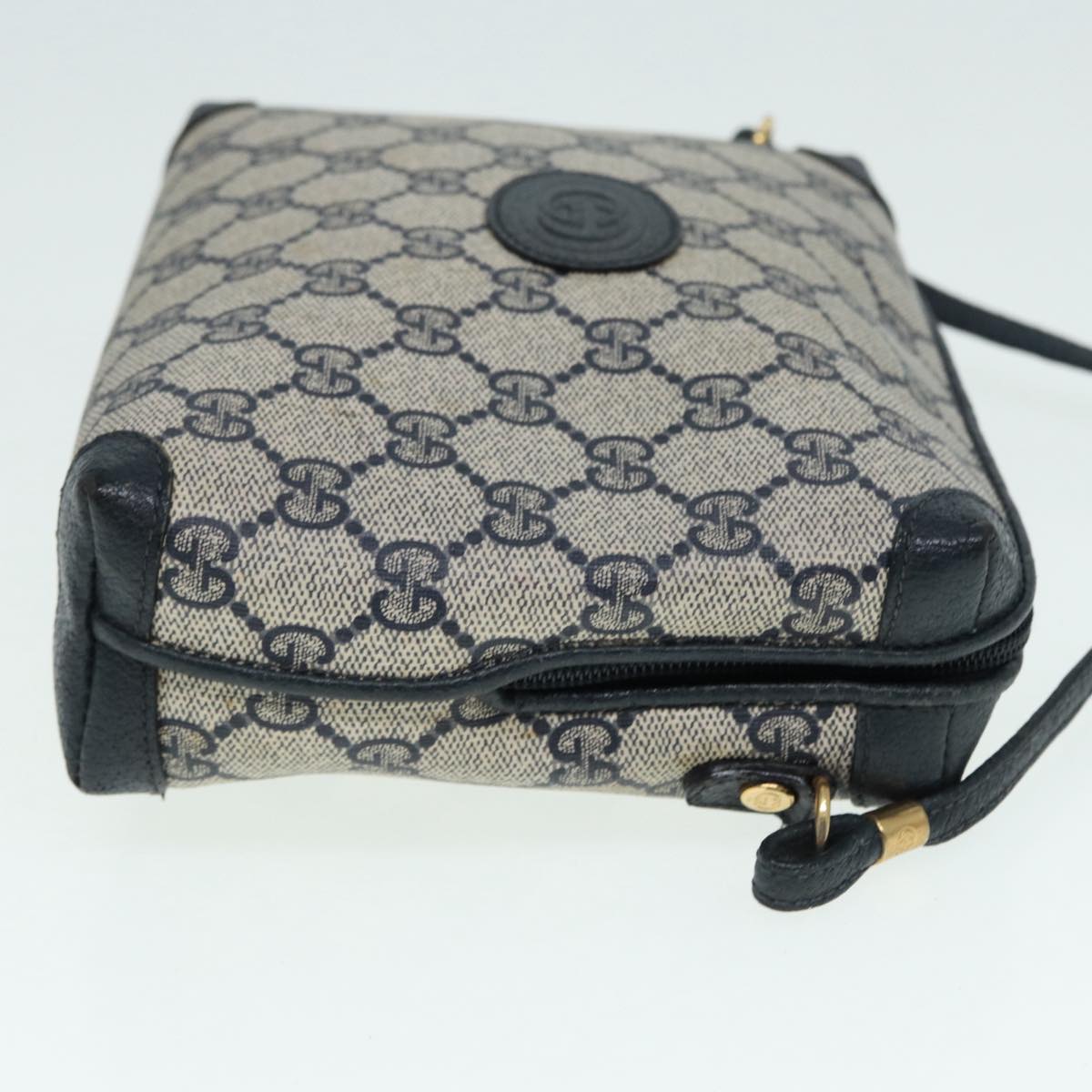 GUCCI GG Supreme Shoulder Bag PVC Leather Navy Gold 007 58 0093 Auth 88691