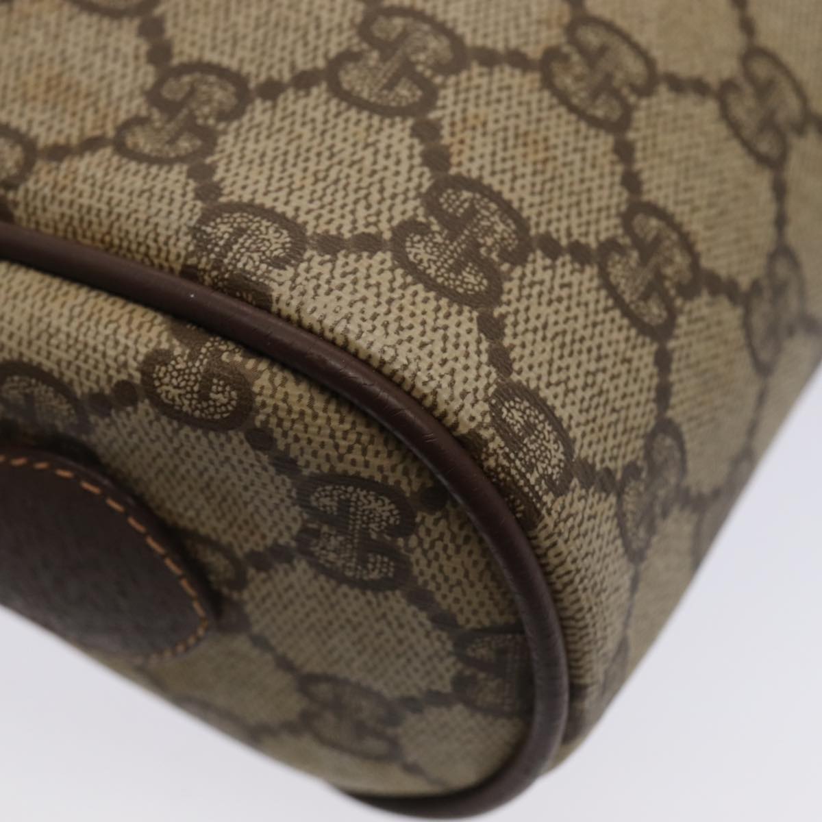 GUCCI GG Supreme Web Sherry Line Shoulder Bag PVC Beige Gold Auth 88744