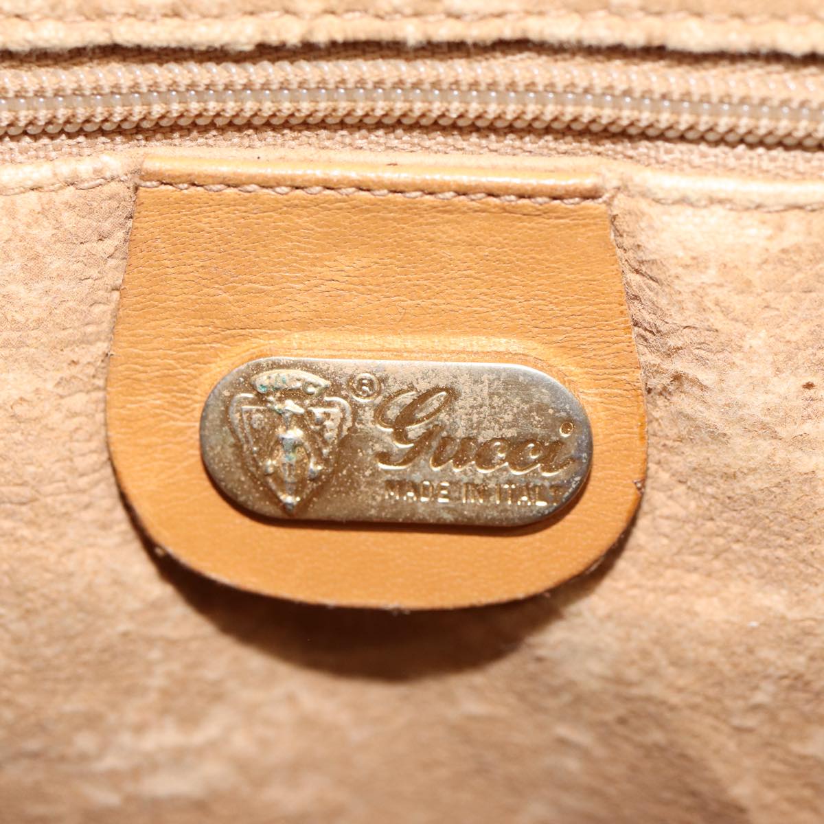 GUCCI Micro GG Canvas Web Sherry Line Shoulder Bag Beige Gold Auth 88776