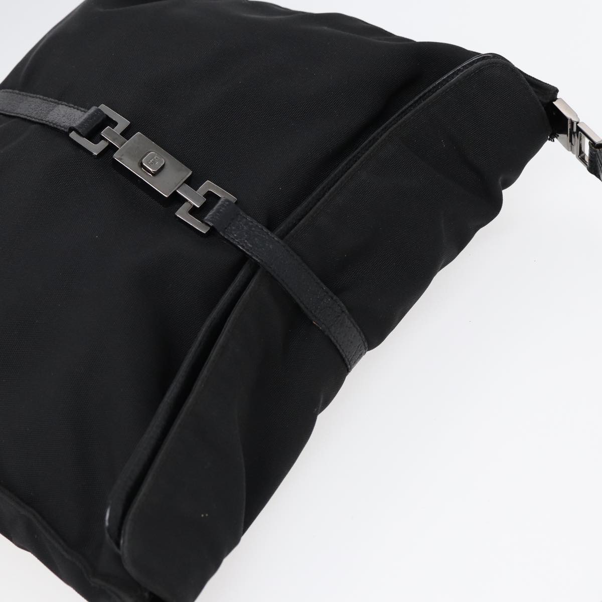 GUCCI Jackie Shoulder Bag Nylon Black Silver 001 3355 Auth 89141