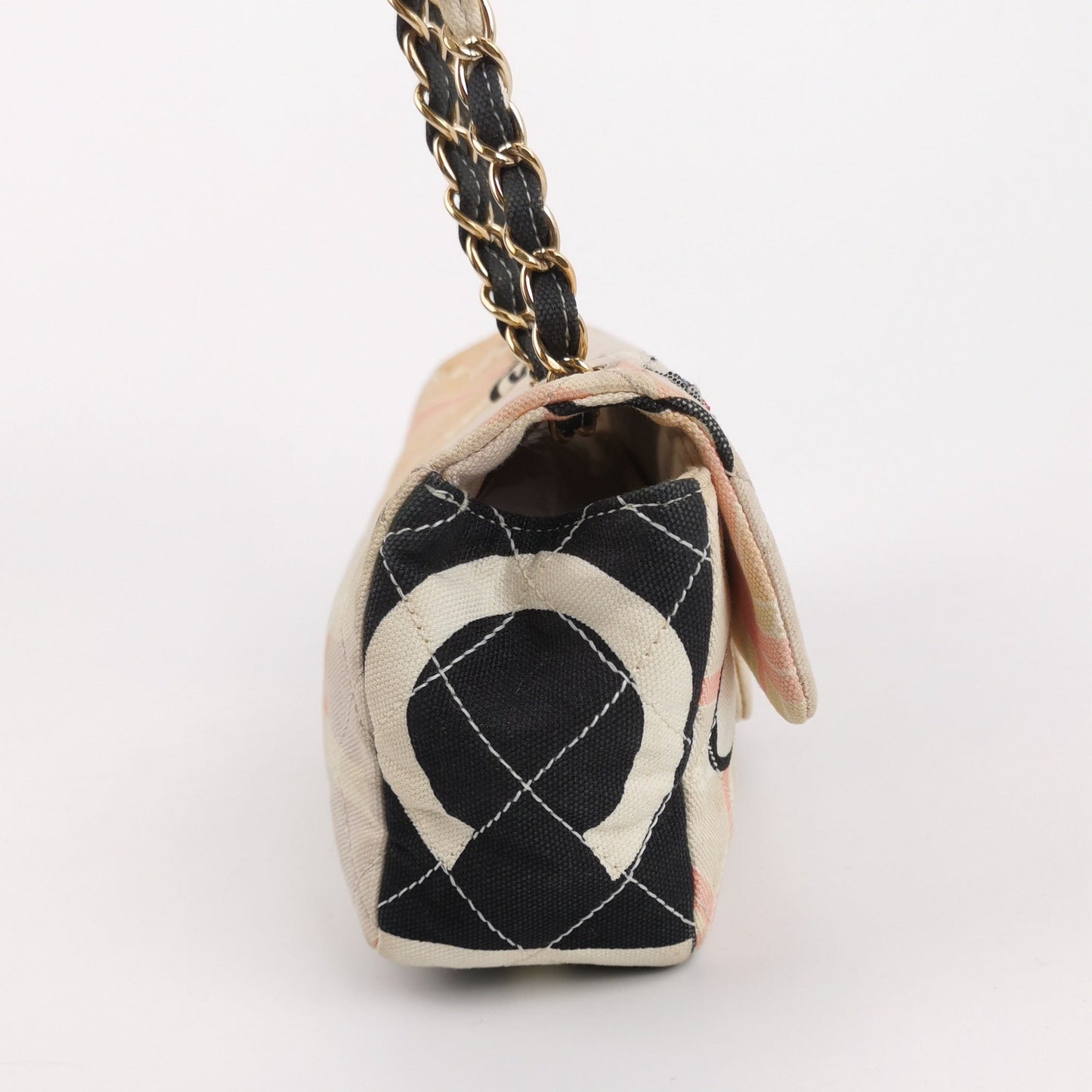 Chanel Baguette Flap Multicolor Eiffel Tower Print Cloth Shoulder Bag
