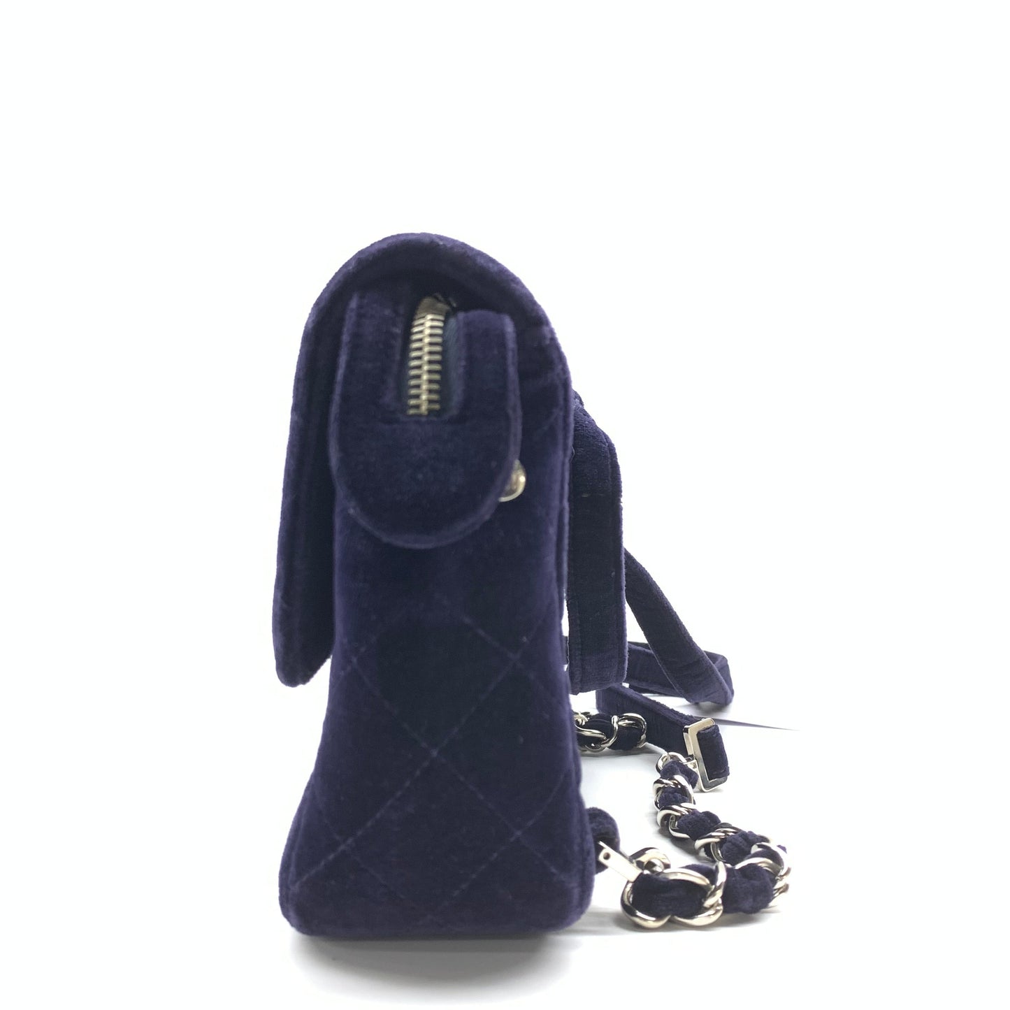 Chanel Navy Velvet Shoulder Flap Blackpack Vintage Silver HW, 1996