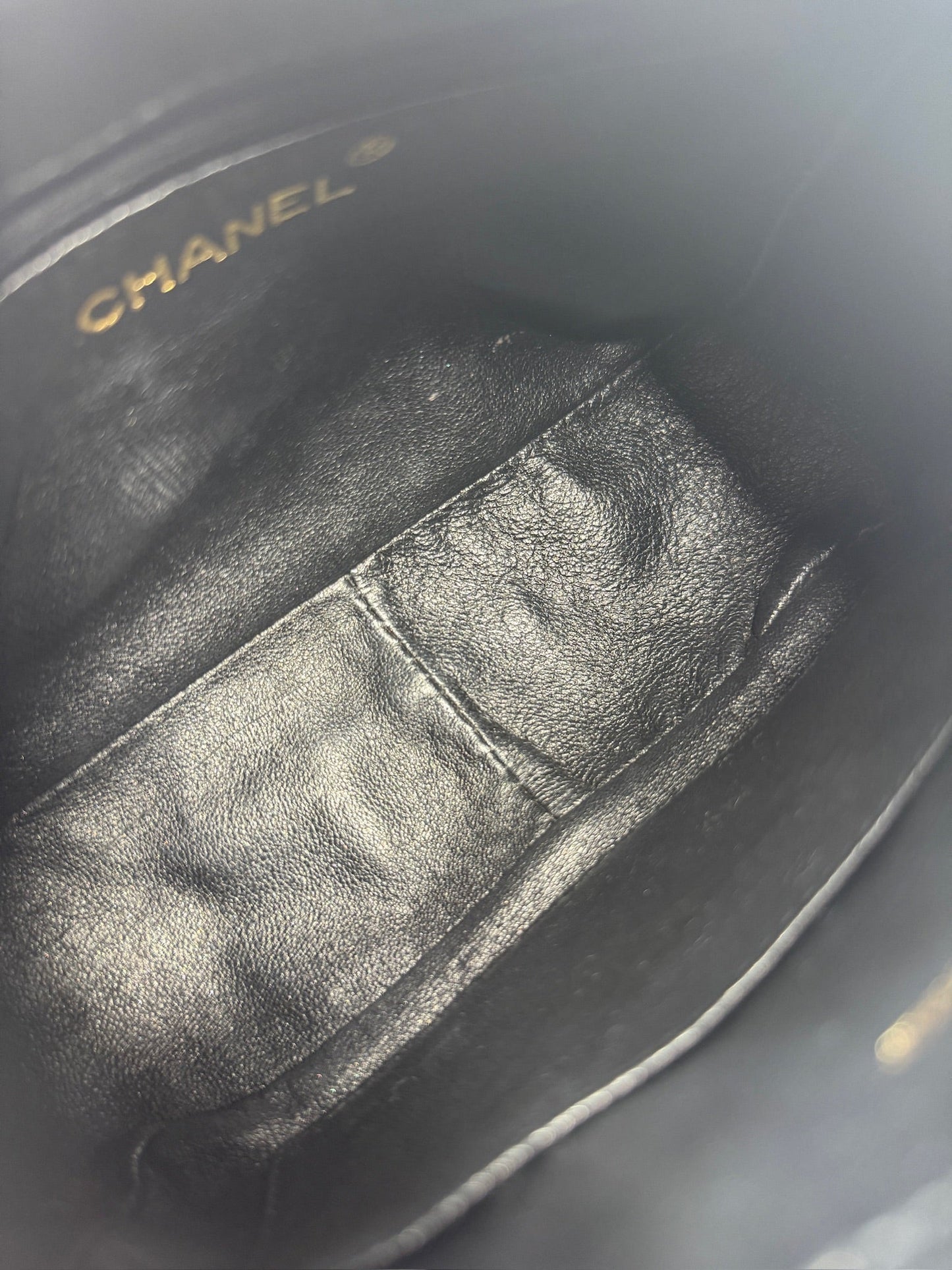 Chanel Vintage 90s Navy Blue Diagonal Quilted Lambskin Leather Tassel Camera Bag w 24K Gold Plated Hardware