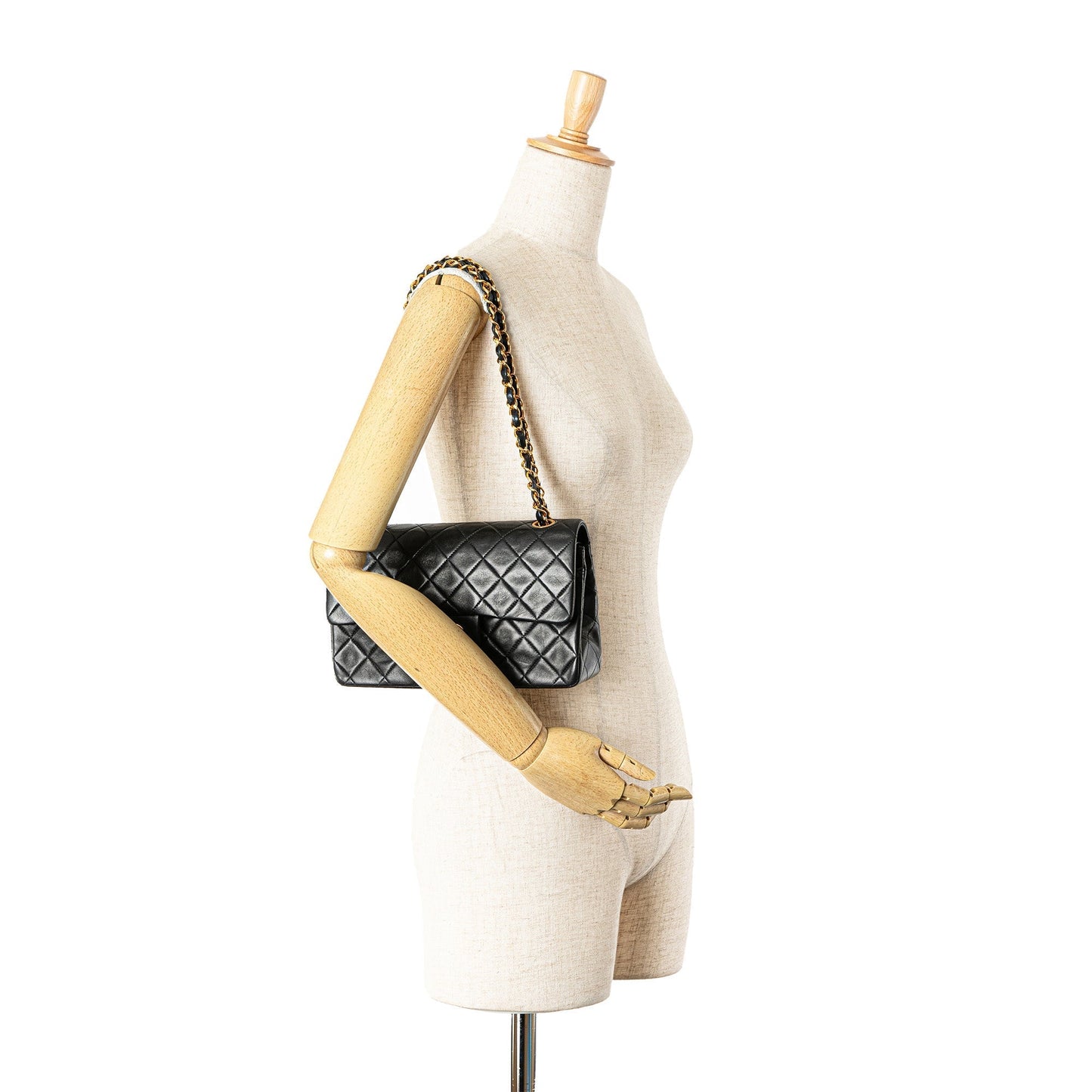Black Chanel Small Classic Lambskin Double Flap Shoulder Bag