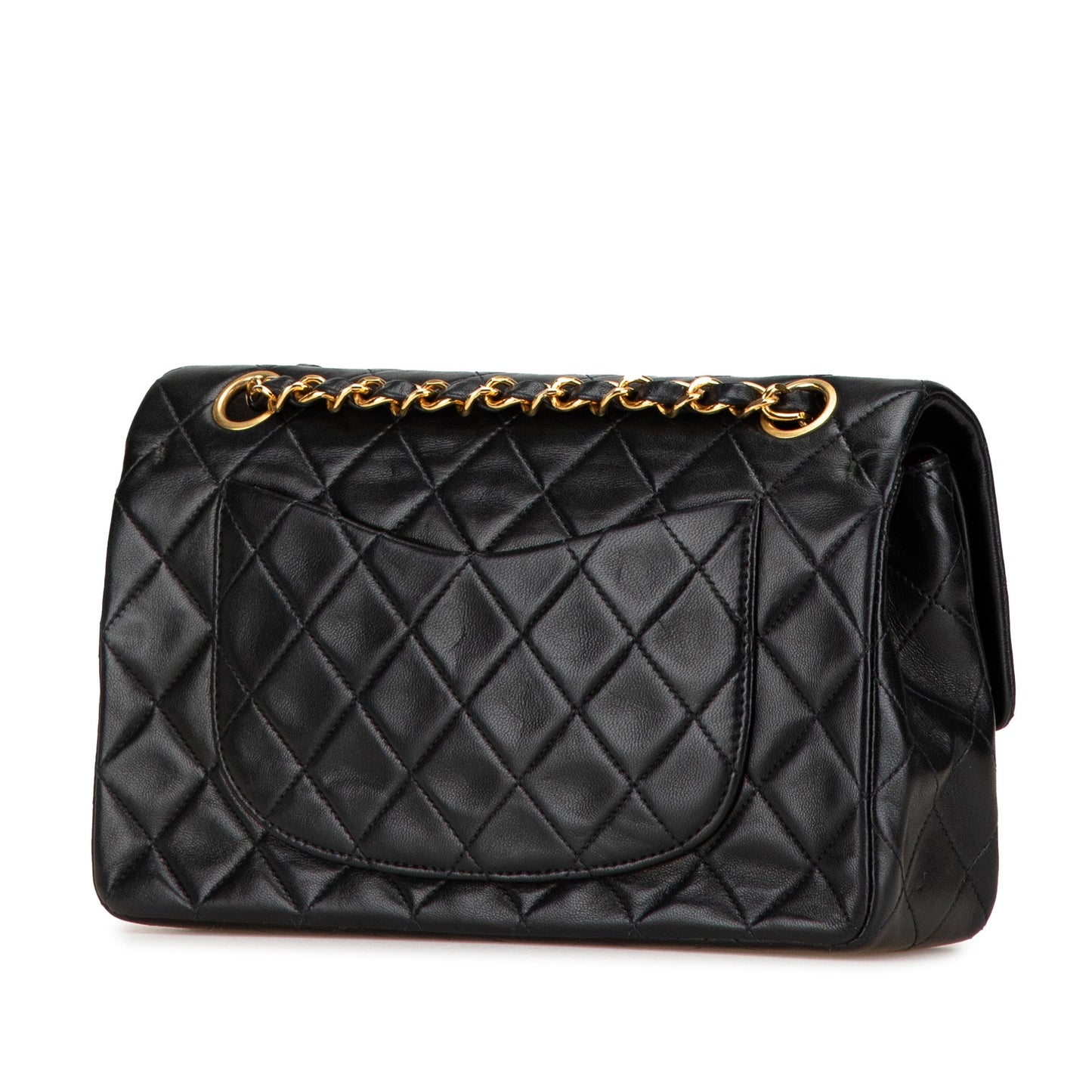 Black Chanel Small Classic Lambskin Double Flap Shoulder Bag