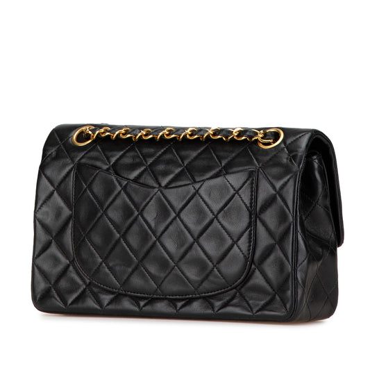Black Chanel Small Classic Lambskin Double Flap Shoulder Bag