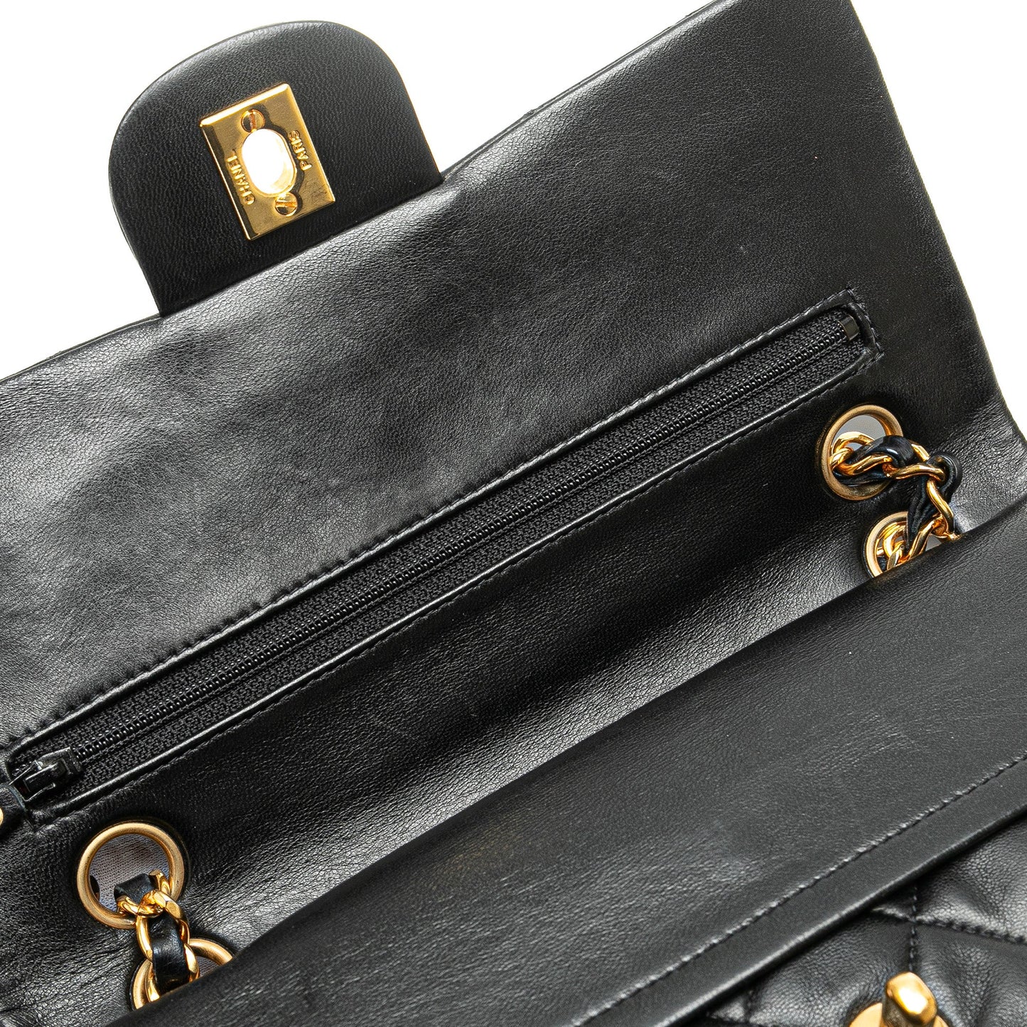 Black Chanel Small Classic Lambskin Double Flap Shoulder Bag
