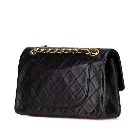 Black Chanel Small Classic Lambskin Double Flap Shoulder Bag