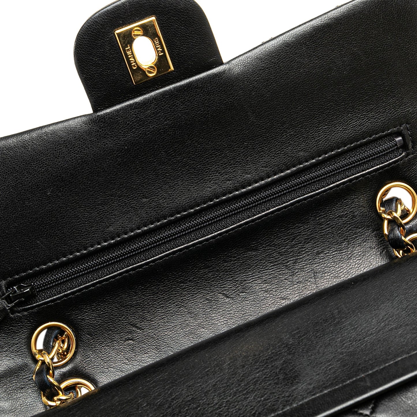 Black Chanel Small Classic Lambskin Double Flap Shoulder Bag