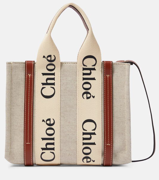 Chloé Woody Mini Canvas Tote Bag