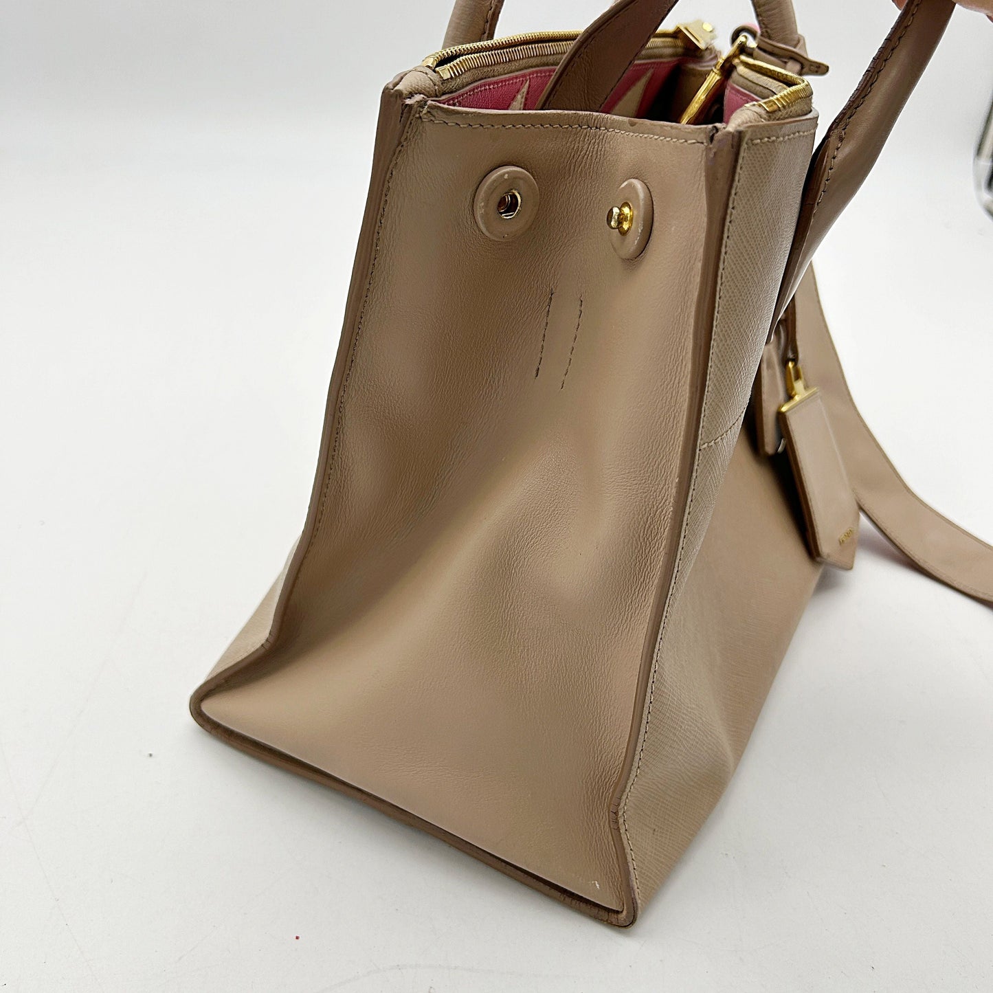Prada 2017 Medium Saffiano Greca Paradigm Tote - Brown Satchels, Handbags LA15439