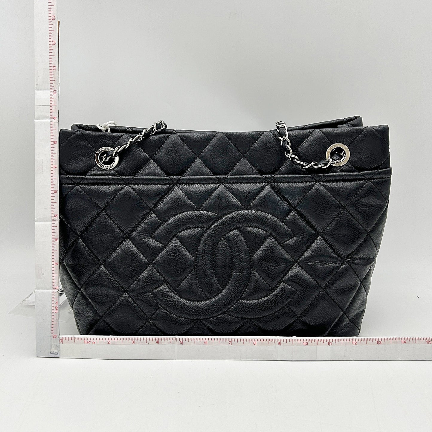 CHANEL Caviar Quilted CC Timeless Soft Tote Black LA27290