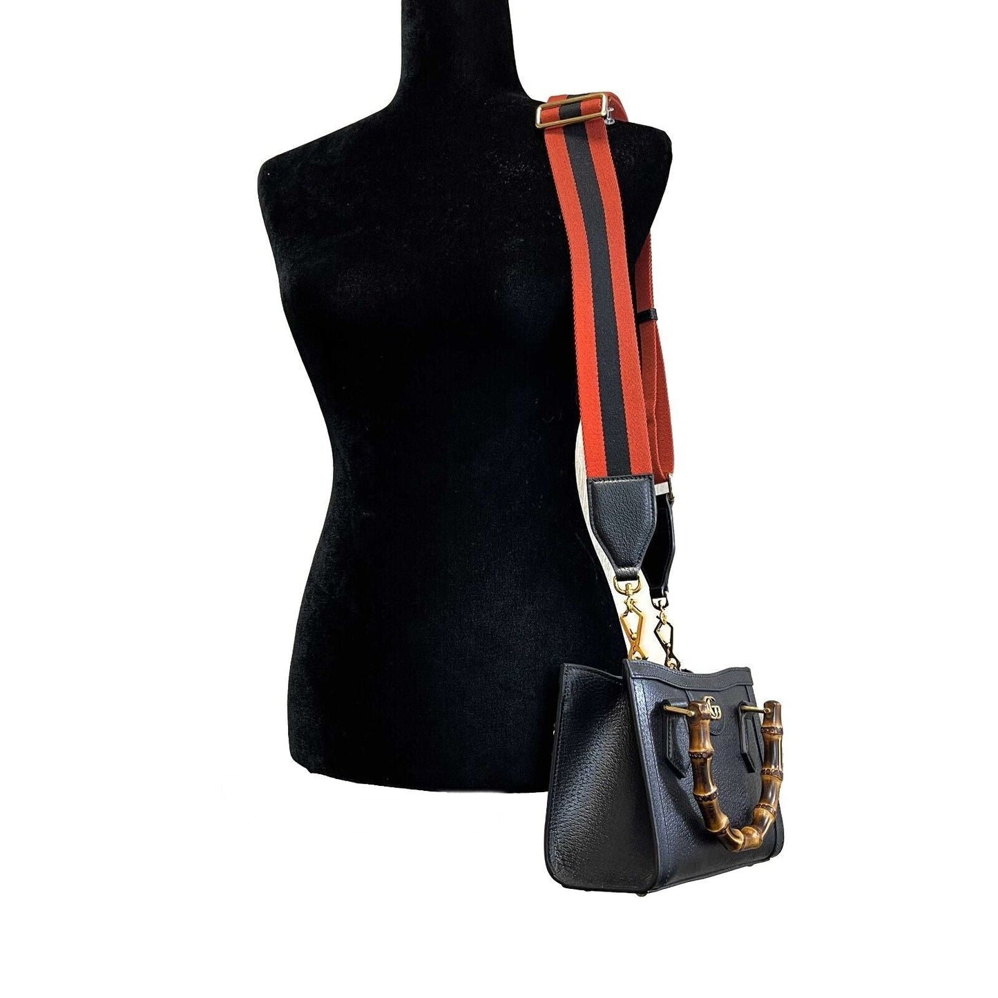 GUCCI Excellent Mini Diana NM Bamboo Handle Tote Black Crossbody Bag