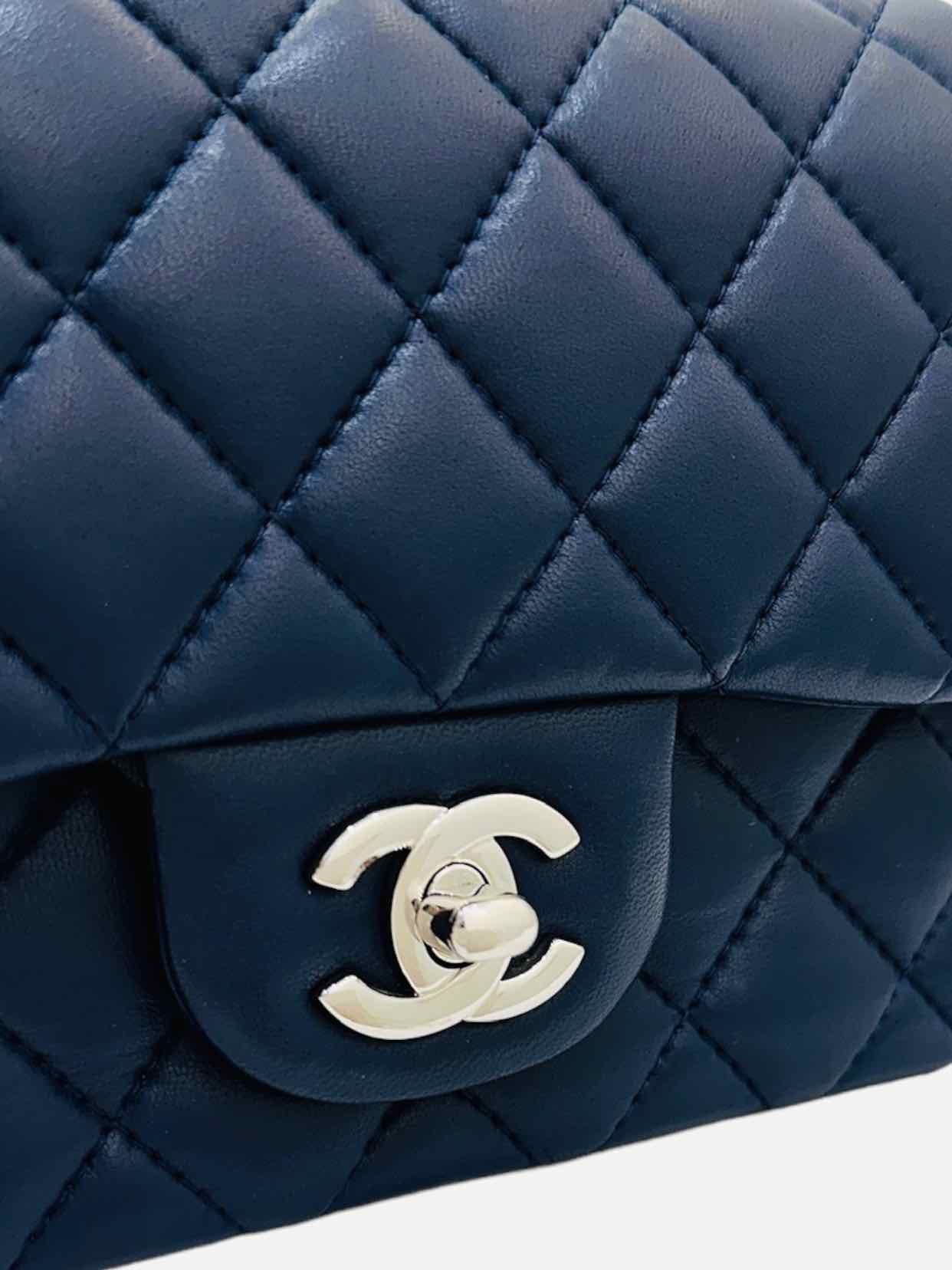 CHANEL Square Flap Navy Blue Quilted Shoulder Bag