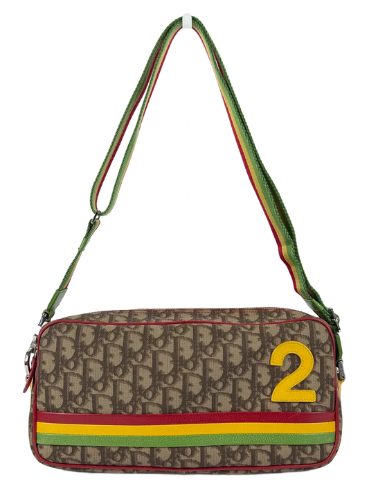 Dior Vintage 2004 Rasta Trotter Monogram Canvas 2 Camera Shoulder & Crossbody Bag