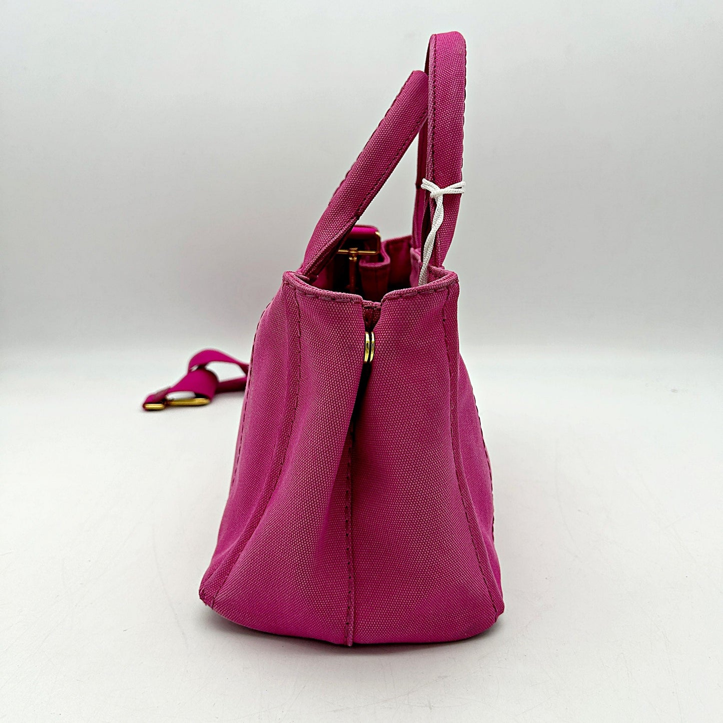 Pre-owned Prada  Denim Small Canapa Logo Tote Peonia LA10326