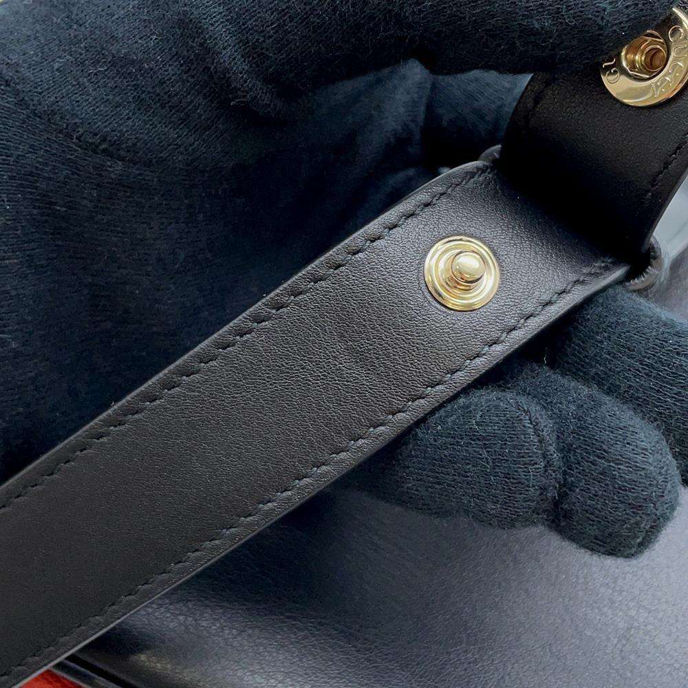 GUCCI Attaché Shoulder Bag Black/Red 699409 Leather Size Small