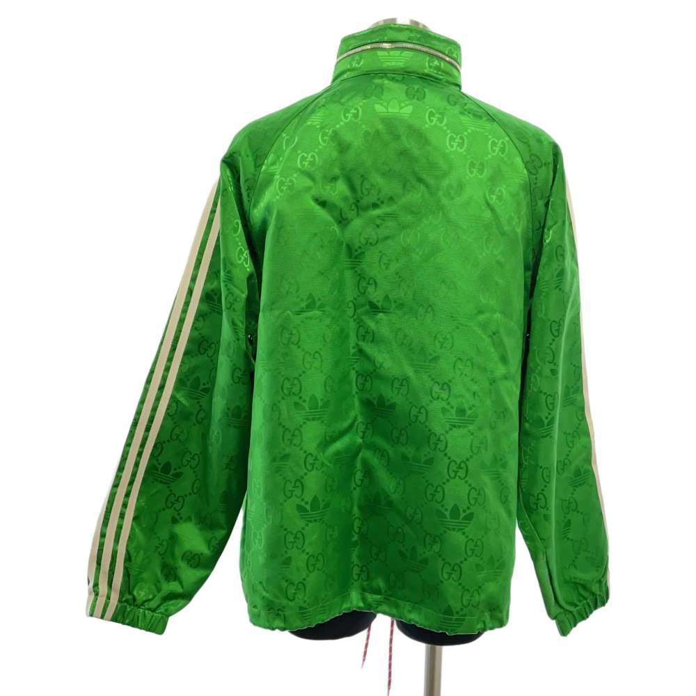 GUCCI Adidas Collaboration Macro GG Half Zip Jacket Size 50 Green 696651 Nylon100%