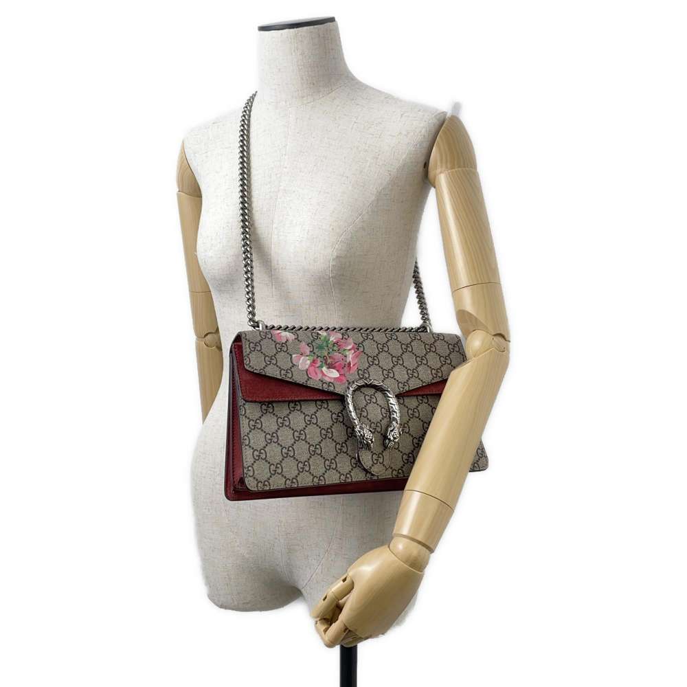 GUCCI Dionysus ChainShoulder Bag Beige/Red 400249 PVC suede