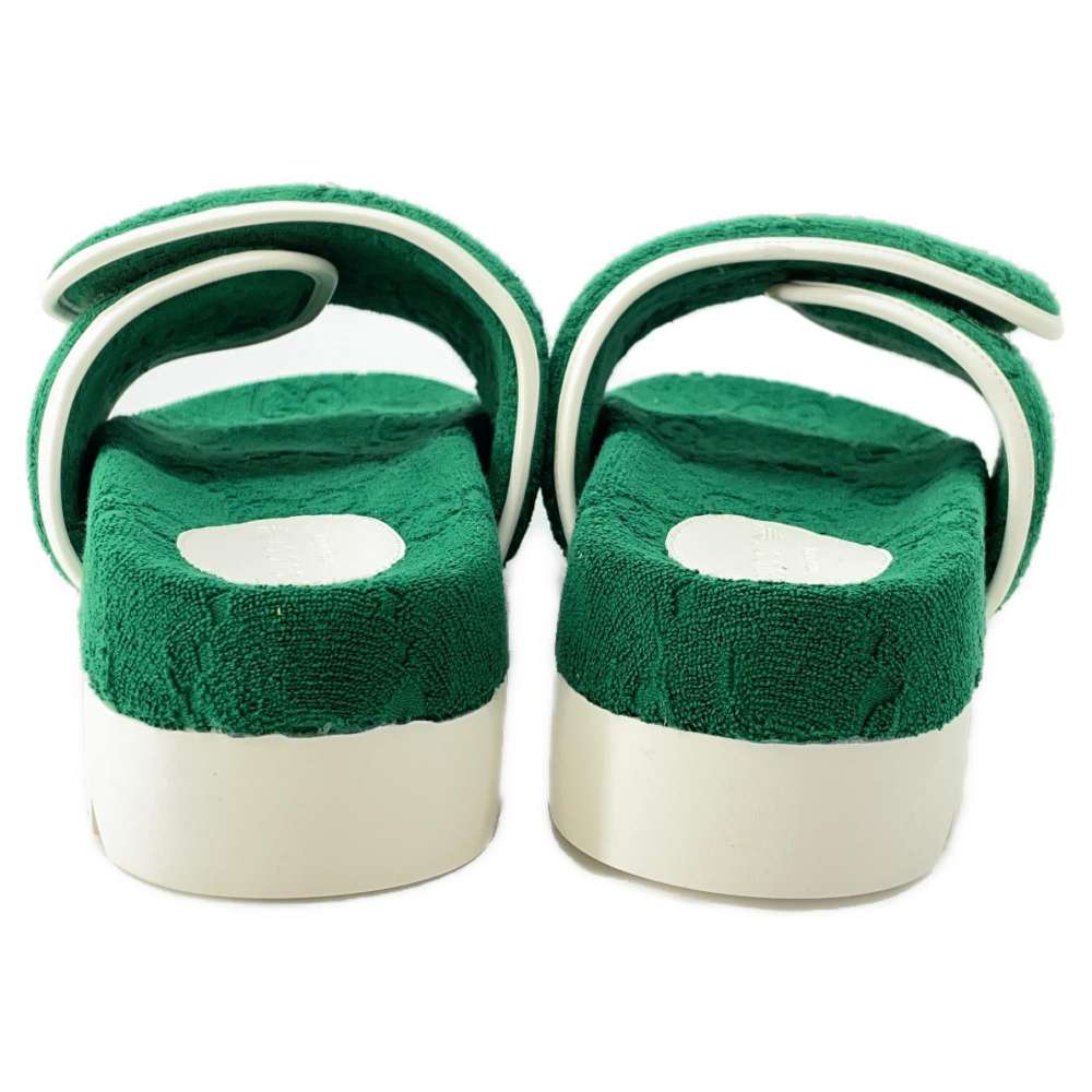 GUCCI Adidas Collaboration Platform Sandals Green/White 702412 GGCotton Rubber Size 9