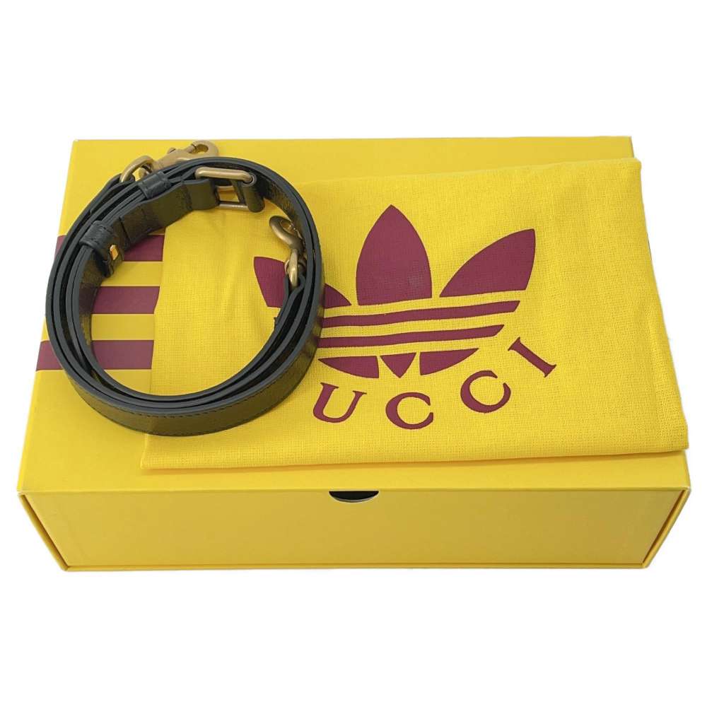 GUCCI Adidas Collaboration Pouch GG Logo Mini Shoulder Bag Black/White 721794 Leather