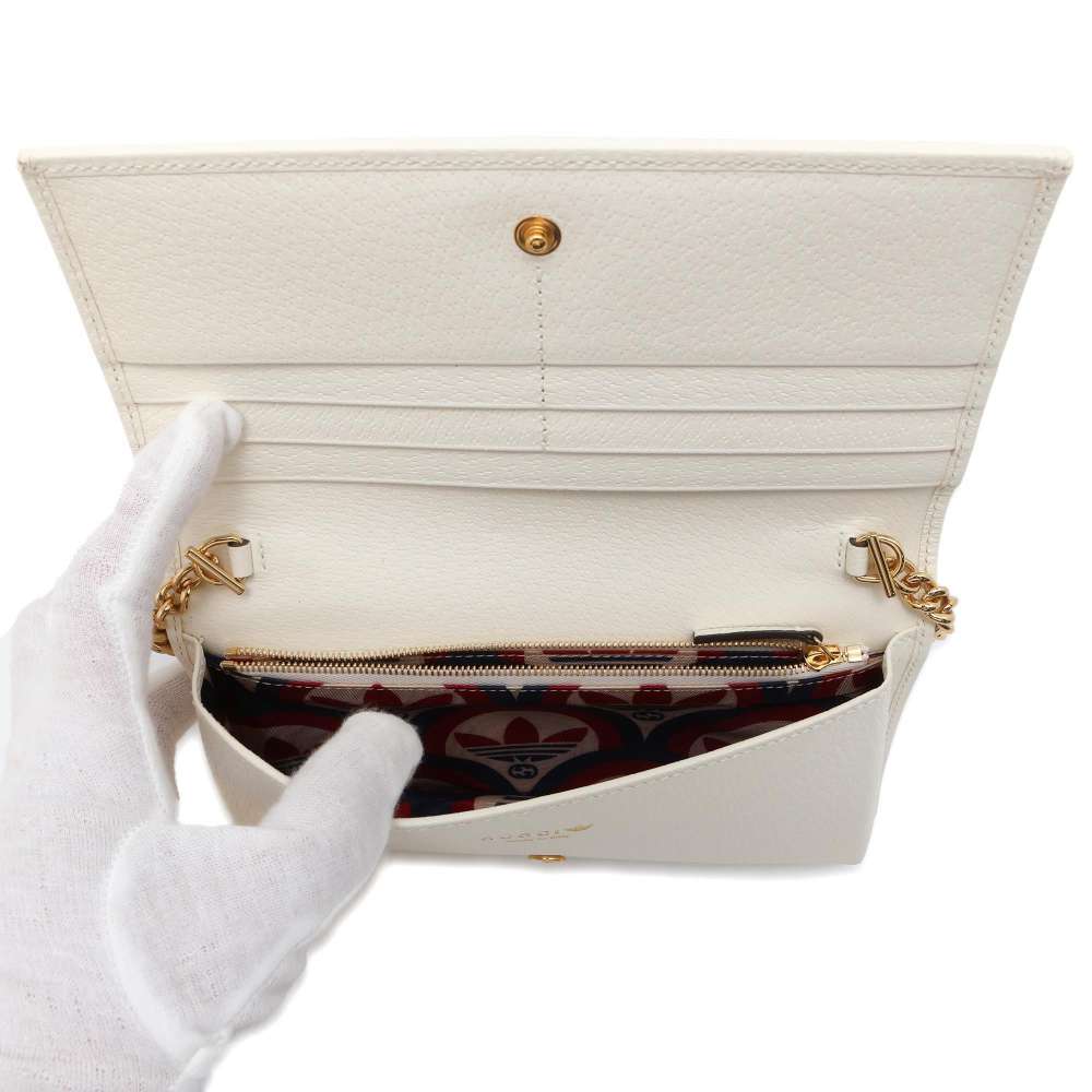 GUCCI adidas Collaboration Chain Wallet Red/White 621892 Leather