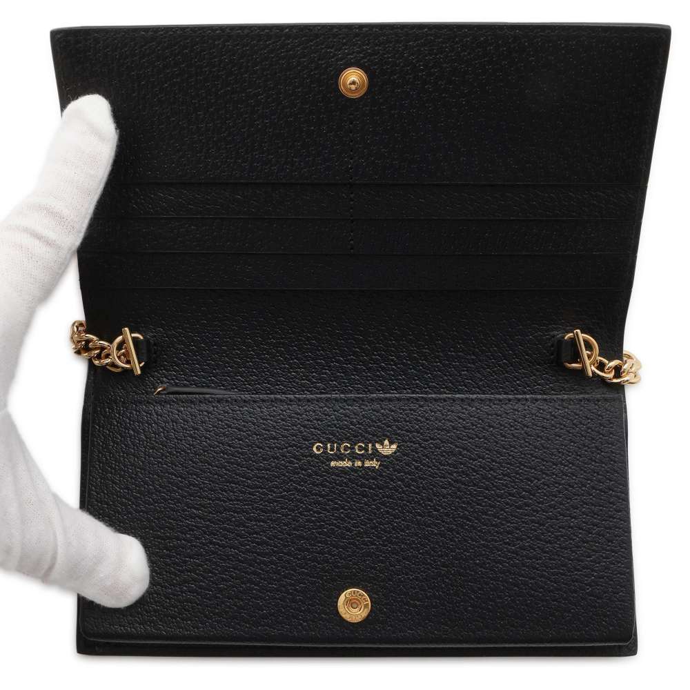 GUCCI adidas Collaboration Chain Wallet Red/Black 621892 GG CrystalCanvas/Leather