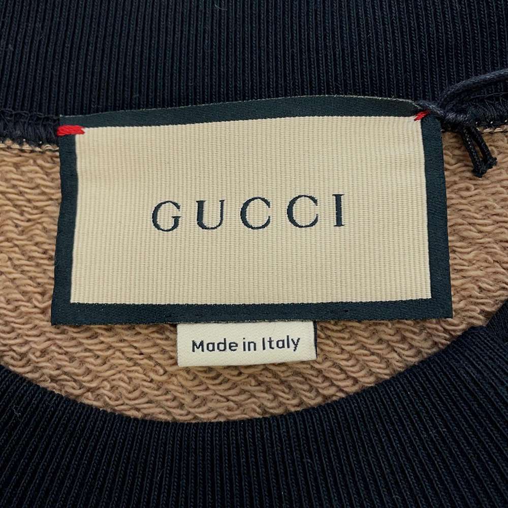 GUCCI Vintage Logo Knitted Fabric Sweatshirt Size S Camel 678943 Cotton100%