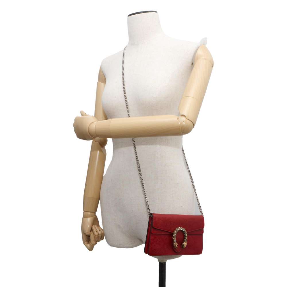 GUCCI Dionysus Chain Shoulder Bag Red 476432 Leather