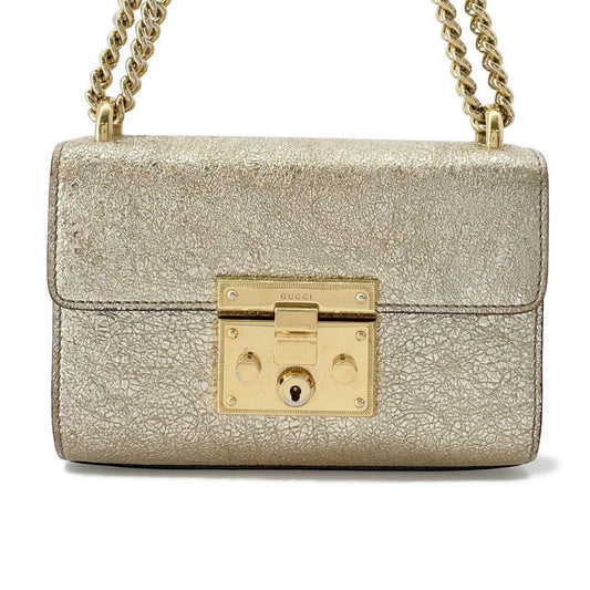 GUCCI ChainShoulder Gold 409487 Leather