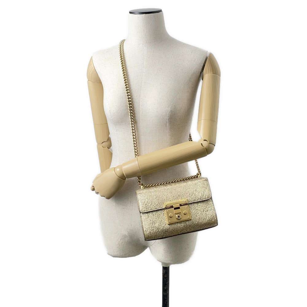 GUCCI ChainShoulder Gold 409487 Leather