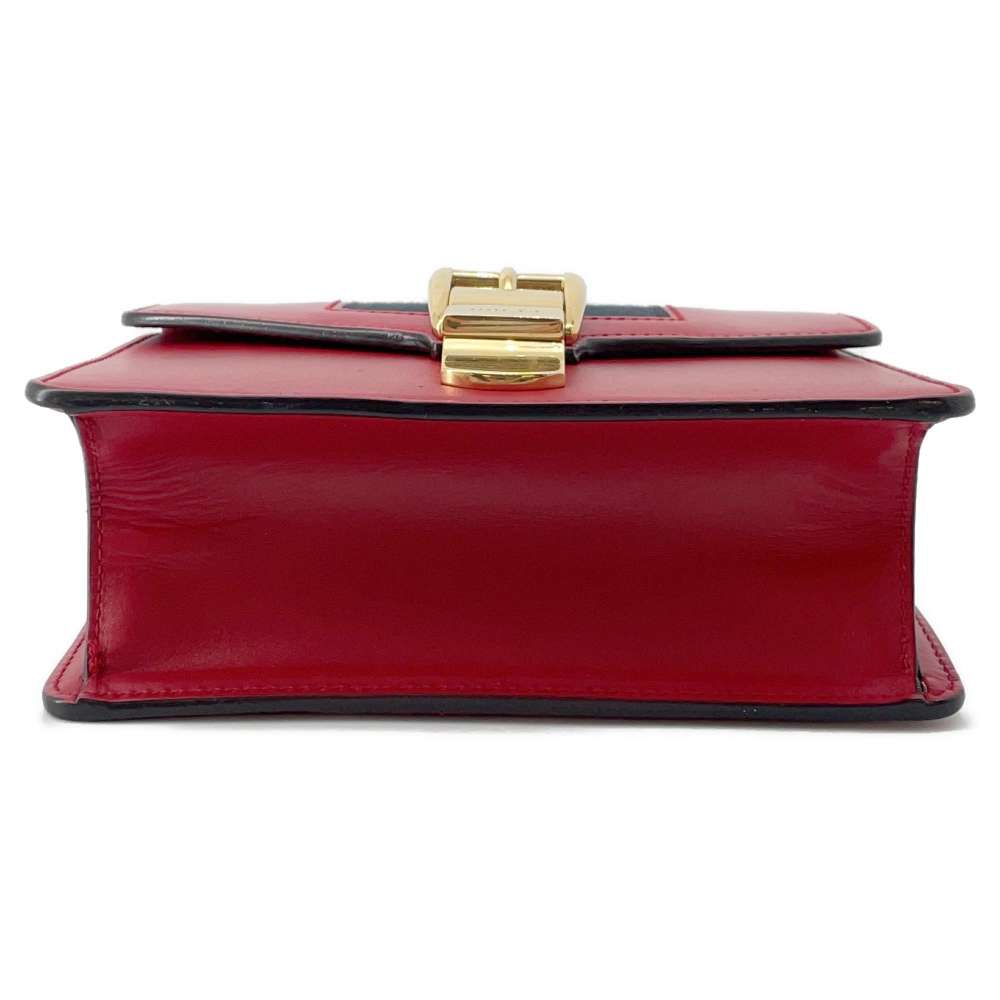 GUCCI Sylvie Shoulder Bag Red 431666 Leather