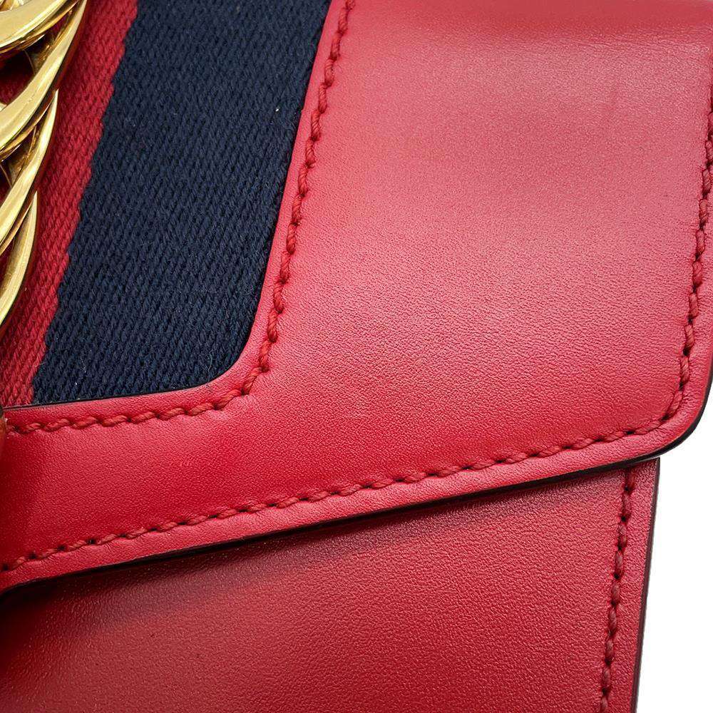 GUCCI Sylvie Shoulder Bag Red 431666 Leather