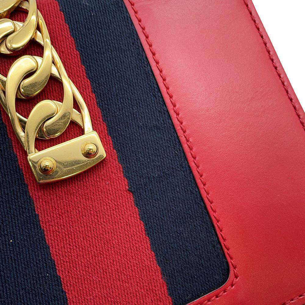 GUCCI Sylvie Shoulder Bag Red 431666 Leather