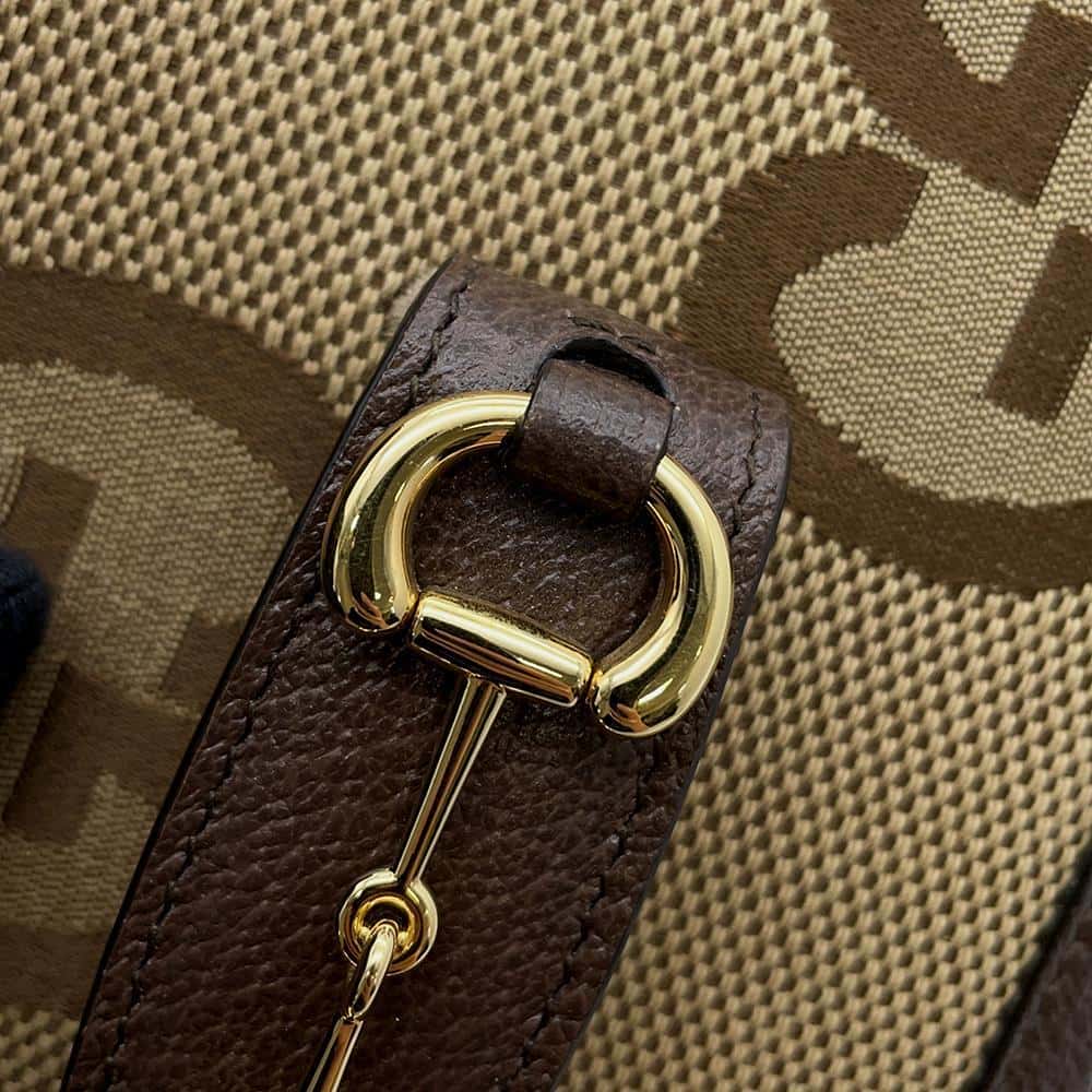 GUCCI Horsebit1955 Jumbo GG Shoulder Bag Brown 658574 Canvas Leather