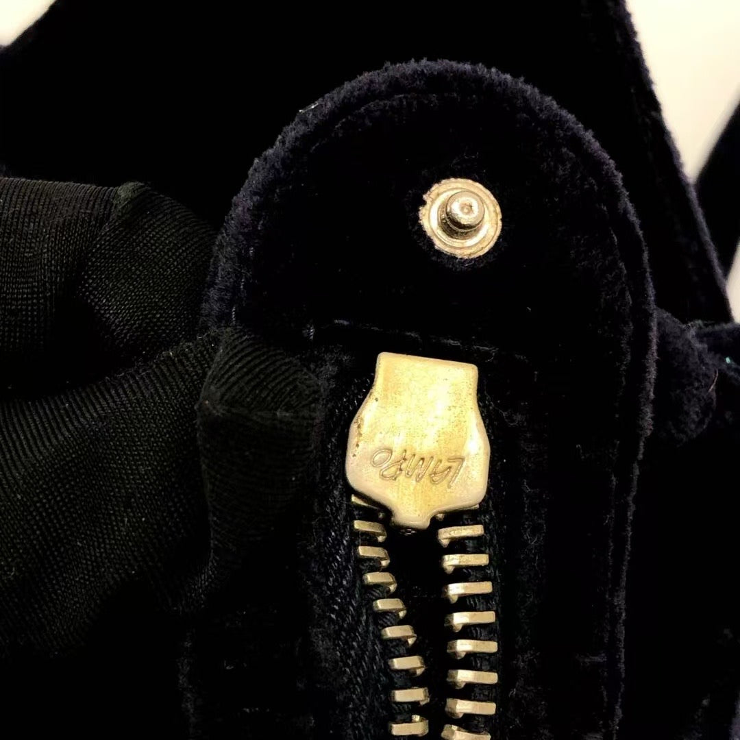 Chanel Navy Velvet Shoulder Flap Blackpack Vintage Silver HW, 1996
